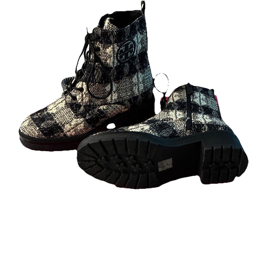 Tory Burch Miller Plaid Lace-Up Lug Sole Ankle Bootie Women’s US 9 76478